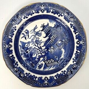 Burleigh Ware Blue Willow Dinner Plate Dinnerware Tableware UK 9.5" CHIP
